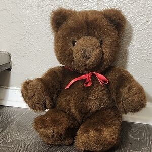 Collectors Clasicslimited Edition Brown and Red Plush Teddy Bear